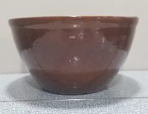 Vtg BROWN Glaze STONEWARE Crock PLANTER Mixing Bowl 10 3/8” Diameter Unmarked - Picture 1 of 11