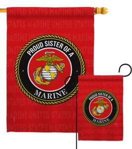 Orgullosa Hermana Marines Jardín Bandera Cuerpo de Marines Fuerzas Armadas Casa de Regalo Bandera - Imagen 1 de 17