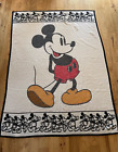 Mickey Mouse Blanket Biederlack Disney Acrylic Reversible 52x70" black white vtg