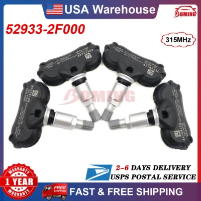 NEW 4PCS TIRE PRESSURE TPMS SENSOR 315Mhz 52933-2F000 For Kia Rio Hyundai Tucson - Image 1 of 4