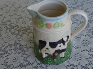 C-1077 Otagiri Ceramic Black and White Cow Watering Can by Elizabeth King Brownd - Picture 1 of 4
