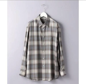 Camicia Auralee Super Leggera Lana Check Uomo Tg 3 Grigio 100% Lana Usata - Foto 1 di 3