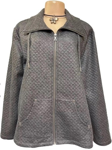 VETEMENTS Giacca donna vintage taglia XL grigio metallizzato cerniera leggera Ruby Rd top carina