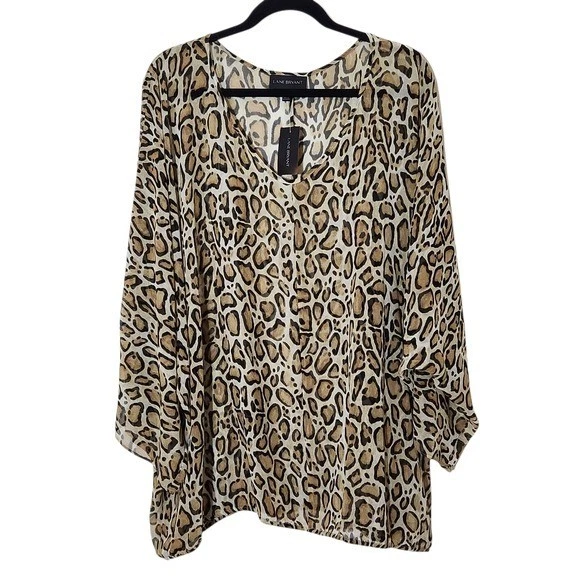 Top para mujer Lane Bryant de gran tamaño con estampado de leopardo transparente nuevo con etiquetas talla 26/28 Foto 1 de 4
