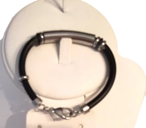 Pulsera Mujer Imitación Cuero Negro Tono Plateado Cierre Langosta 6" - Imagen 1 de 13