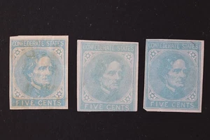 US  CONFEDERATE STATES CSA SC#6 GENUINE LEFT MH 2X NEW YORK NY FORGERY MINT MNG - Picture 1 of 5
