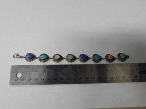 Q. T. QUOC STERLING MULTI STONE HEART CONCHO BRACELET SOUTHWEST - Picture 1 of 9