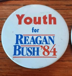 YOUTH FOR REAGAN / BUSH GOP 1984 PIN BUTTON 2 1/4" ROUND - Picture 1 of 3