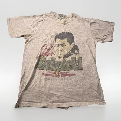 Vintage ALAN KULWICKI T-Shirt '93 NASCAR Winston Cup Champion  Memorial SzL (A14 - Image 1 of 4