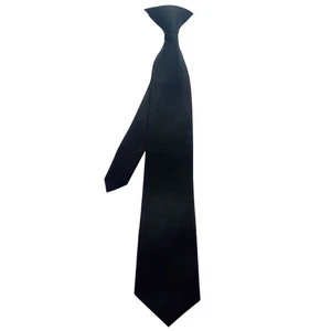 50x8cm Mens Uniform Solid Black Color Imitation Silk Clip-On Pre-Tied Neck Ties - Picture 1 of 8