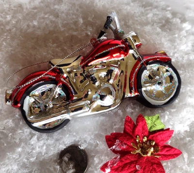Adorno Navidad VIDRIO MOTO MOTO BRILLO Detalle 5.25" Foto 1 de 4