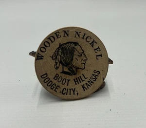 Souvenir of Boot Hill & Front Street, Dodge City,Kansas Wooden Nickel - Picture 1 of 4