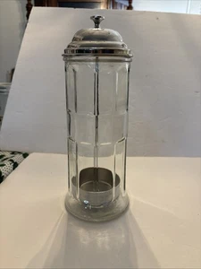 Vintage Gemco Glas Strohhalm Behälter mit Metalldeckel Diner Barware - Bild 1 von 6
