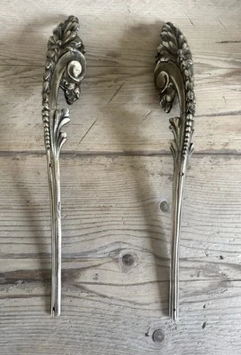 Pair Of Brass Furniture Ormolu Mount Hardware Rococo Antique 34cm Original - Image 1 of 4