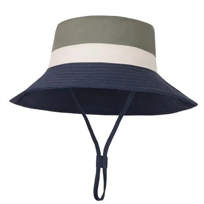  Sombrero para el sol bebé niño pequeño 1-2T verde militar claro/blanco crema/azul marino Foto 1 de 4