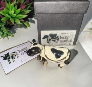 Objet D’Art #113 Dairy Farmer Sweet Cow “Half Pint” Cattle Hinged Trinket Box - Picture 1 of 11
