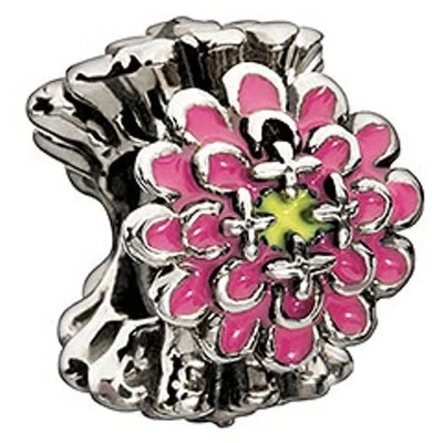 Chamilia ROSA ESMALTE FLORECIENTE ZINNIA Dije Esterlina Cuentas #2020-0651 $40 Retirado Foto 1 de 4