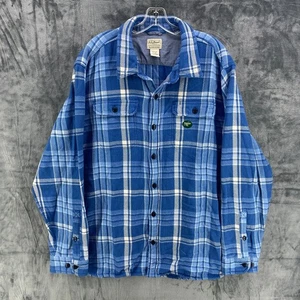 LL Bean Camicia Giacca Uomo XL Reg 1912 Field Flanella Blu Plaid Cotone Pesante Nuova con etichette - Foto 1 di 21