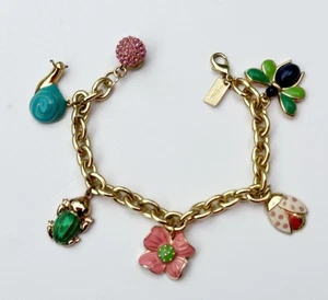 Lilly Pulitzer Gold Tone Women’s Charm Bracelet 8in Lady Bug Bee Flower Frog - Picture 1 of 2