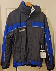 Columbia Sportswear Men’s Large Ski Jacket Black Blue White Removable Liner - Picture 1 of 12