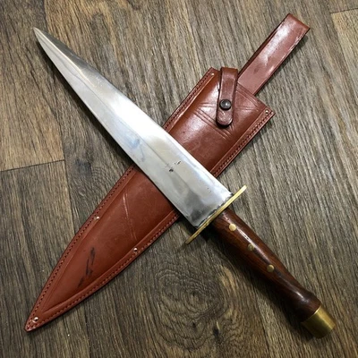 Espada corta de acero con punta de lanza de recuerdo indio vintage y vaina de cuero marrón Foto 1 de 4