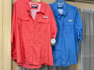 Camisa de Pesca Magallanes Mujer 3X Coral o Azul Absorbe Peces UPF30 Relajada Nueva Con Etiquetas - Imagen 1 de 15