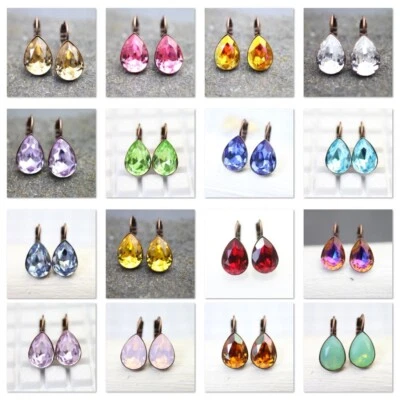 Ohrringe mit Swarovski Pearshape Swarovski Kristallen Tropfen Ohrringe 14 mm - Bild 1 von 4