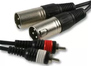 PULSE - 2x 3 Pin XLR to 2x Phono (RCA) Male to Male Lead, 1.5m Black - Picture 1 of 1