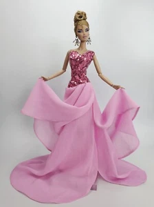 Pink Chiffon Evening Dress Outfit Gown For Barbie Silkstone Fashion Royalty FR - Picture 1 of 20