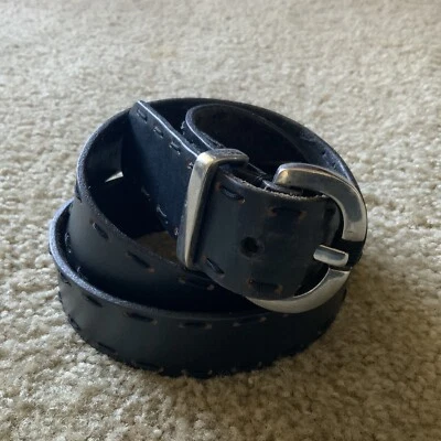 Cinturón De Colección Nine West Negro Cuero Genuino Talla L Boho Hippie Gótico Grunge Capricho Foto 1 de 4