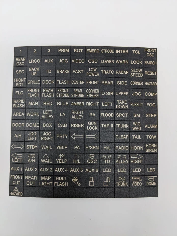 Federal Signal Legend Sticker Sheet for Smart Keypad - SS2000 / SSP3000