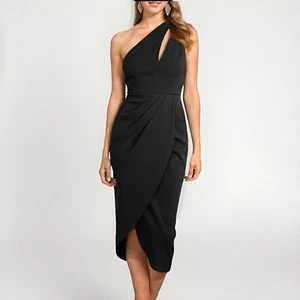 Sexy Looking One Shoulder Ruched Bodycon Dress Cutout With Slit, Small 4-6 - Picture 1 of 8