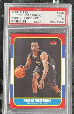 🔥2008 Russell Westbrook FLEER 1986-87 复古新秀 #166 PSA 9 💎RC MVP Topps — 第 1/4 张图片