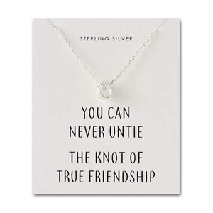 Sterling Silver Friendship Quote Knot Necklace by Philip Jones - Picture 1 of 10