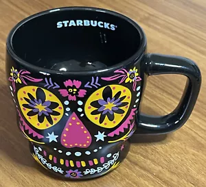 NEW 2024 XMAS STARBUCKS CERAMIC BLACK 14oz MUG Cup Day of the Dead Skull EUROPE - Picture 1 of 10