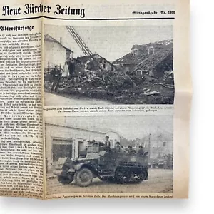 Neue Zürcher Zeitung 2. Weltkrieg 1944 Befreiung Delle 1 SEITE Foto Panzerwagen - Bild 1 von 8