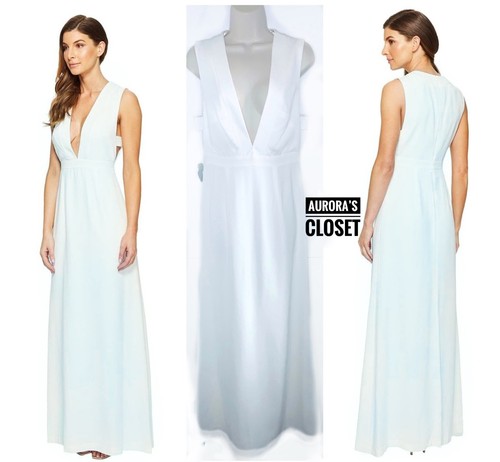 OFF WHITE Jill Jill Stuart 6 bianco sporco senza maniche profondo taglio laterale a V Julian G nuovo con etichette