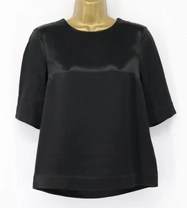 ELIZABETH AND JAMES SATIN PIPER TOP WOMENS UK XS BLACK RRP £250 EG - Picture 1 of 3