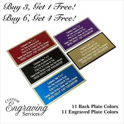 Engraved Plate 2"x4" Custom TWO TONE Aluminum Name Plate Tag Plaque Art Label - Image 1 of 4