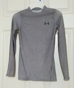 Boys Under Armour Size YSM Fitted Heat Gear Longsleeve Shirt Gray EUC! - Picture 1 of 5