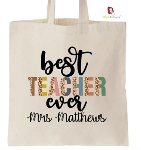 Bolso de Mano de Algodón PERSONALIZADO Gracias Maestro Escuela Regalo - MEJOR MAESTRO DE TODOS LOS TIEMPOS - Imagen 1 de 1