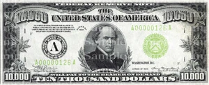 Billete de 10.000 dólares cumpleaños ~ Comestible 2D pastel fondant cupcake topper ~ D24182 * - Imagen 1 de 1