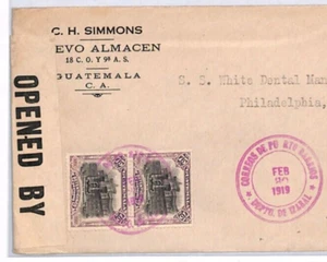 GUATEMALA (WW1) Censor Cover MAGENTA CANCELS 1919 Pennsylvania USA YS314 - Picture 1 of 12