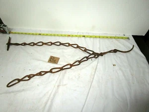 Antique primitive rusty metal large links/rings double chain & top swivel hook - Picture 1 of 4