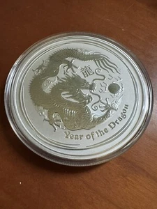 2012 Australian Lunar Dragon 2 Oz Silver Perth Mint Brilliant Uncirculated Coin - Picture 1 of 2
