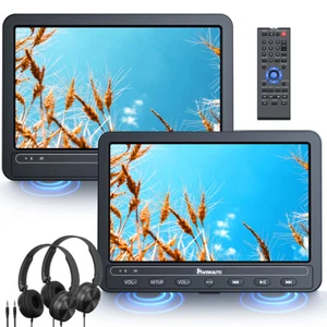 2x10.1" Auto DVD Player KFZ Monitor TV Kopfstütze 1080P 5 Stunden AKKU Kopfhörer - Bild 1 von 10