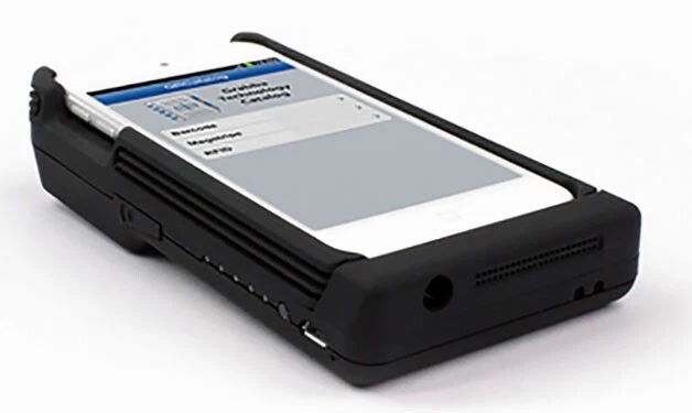 Grabba Lettore/Scanner di codici a barre lettore RFID custodia per iPhone - Immagine 1 di 1