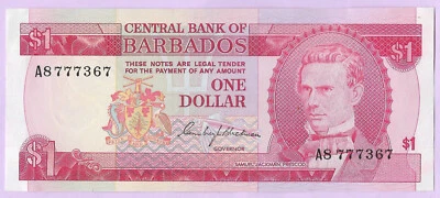 1 Dollar BARBADE 1973, P-29a, aUNC, 1 $ BARBADOS 1973, SJ Prescod, Exocet Commun - Photo 1/2