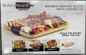 Sabatier Build A Board Bamboo Serving Board With Locking Lid 11" X 14" - Picture 1 of 5