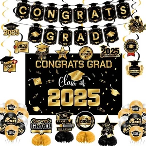 Graduation Decorations 2025, 2025 Grad Banner and Congrats Grad - Picture 1 of 23